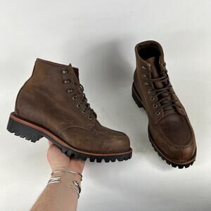 Chippewa LLBean logging mens 7.5 logger boots low brown leather waterproof
